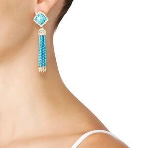 Kendra Scott Misha Turquoise and Gold Tassel Earrings